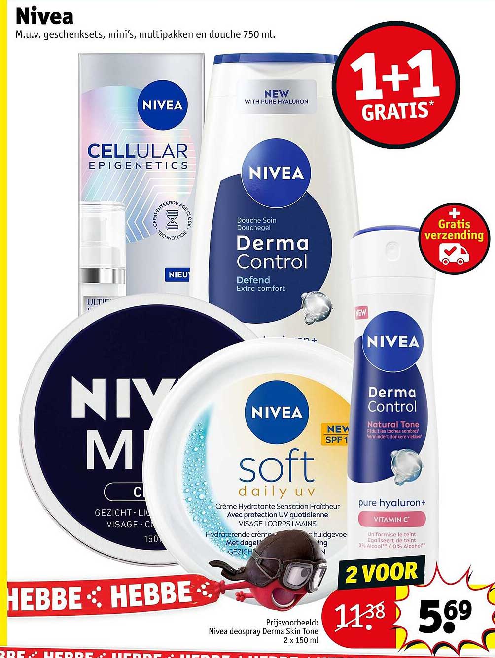 Nivea M.u.v. geschenksets, mini’s, multipakken en douche 750 ml. 1+1 gratis