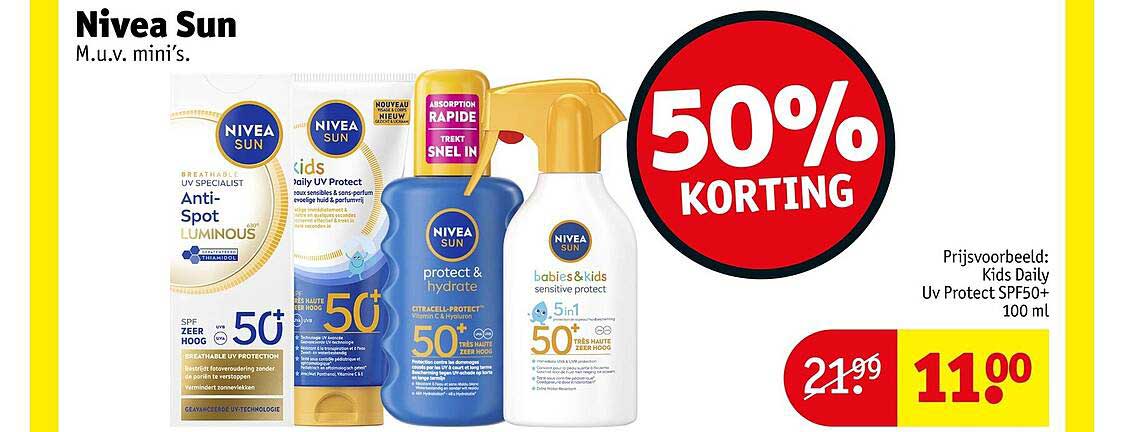 Nivea Sun M.u.v. mini's 50% KORTING
