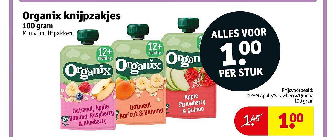 Organix knijpzakjes 100 gram