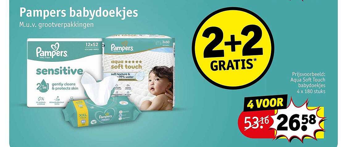 Pampers babydoekjes 2+2 gratis