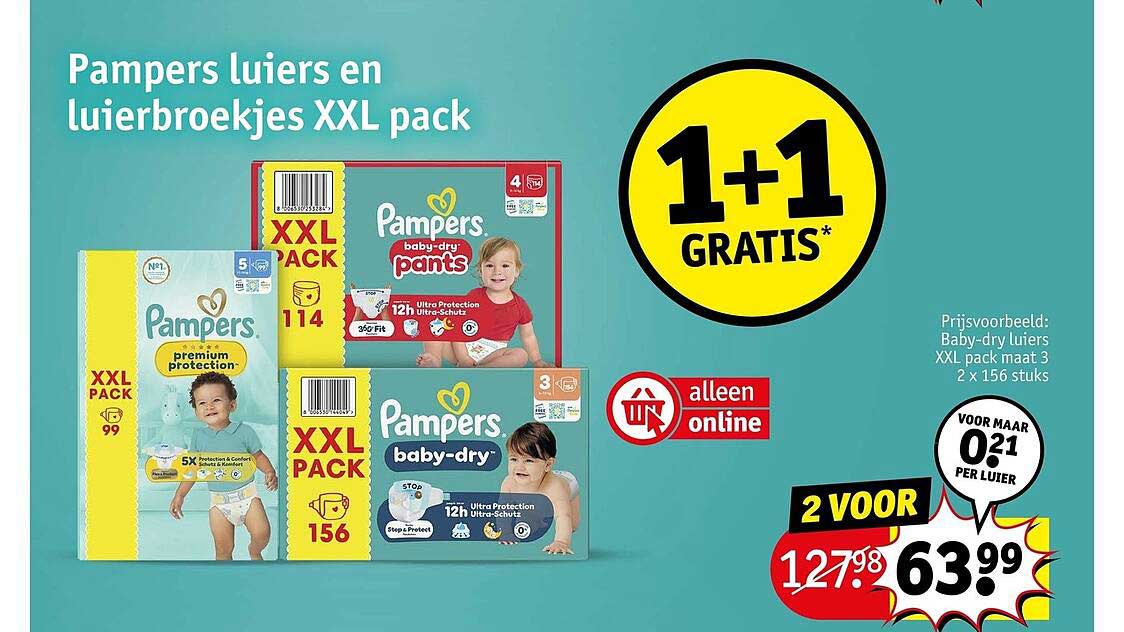 Pampers luiers en luierbroekjes XXL pack 1+1 GRATIS*