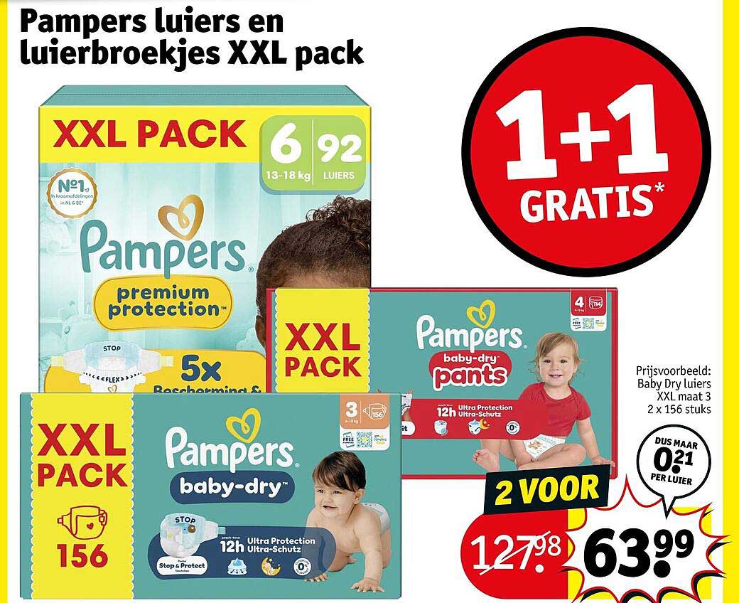 Pampers luiers en luierbroekjes XXL pack 1+1 GRATIS