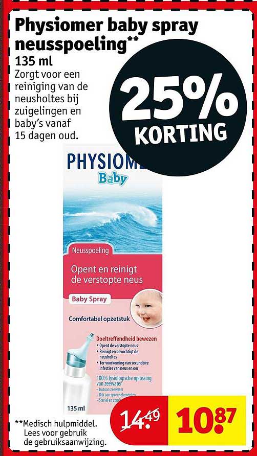 Physiomer baby spray neusspoeling 135 ml 25% KORTING