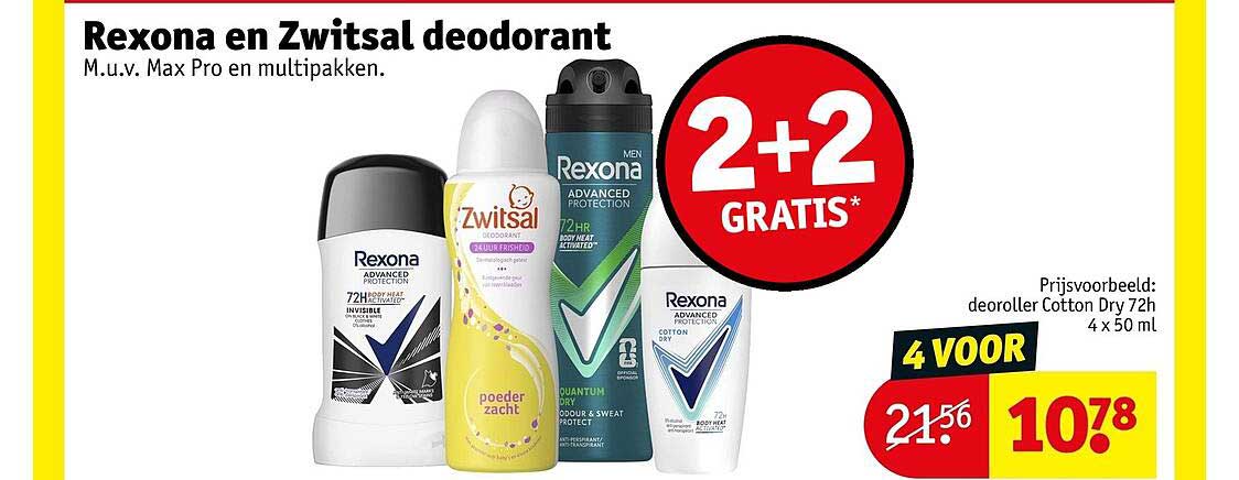 Rexona en Zwitsal deodorant 2+2 gratis