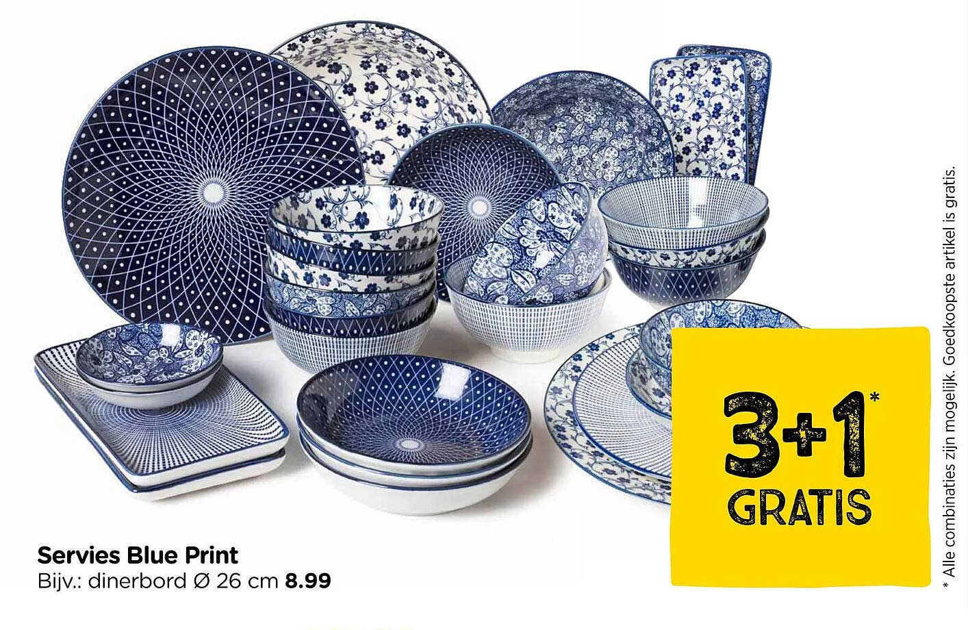 Servies Blue Print 3+1 gratis