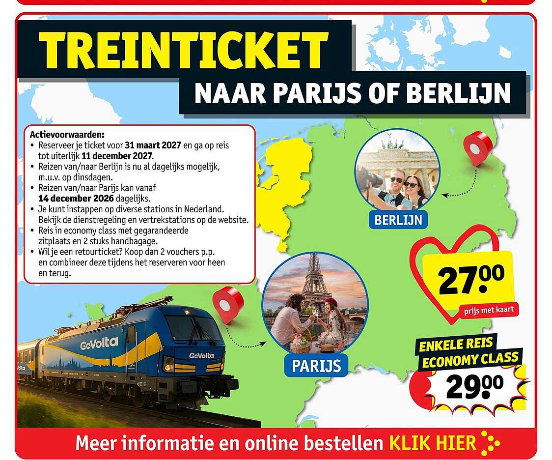 TREINTICKET NAAR PARIJS OF BERLIJN