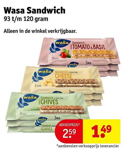 Wasa Sandwich 93 t/m 120 gram
