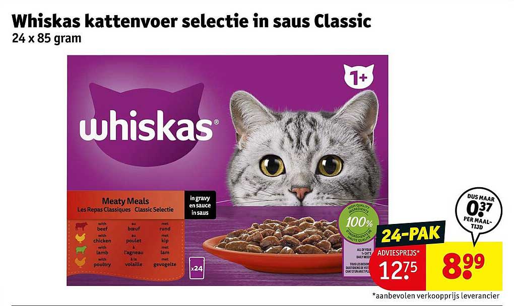 Whiskas kattenvoer selectie in saus Classic 24 x 85 gram
