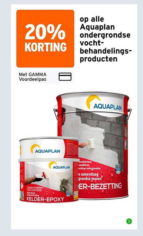 20% KORTING op alle Aquaplan ondergrondse vocht-behandelingsproducten