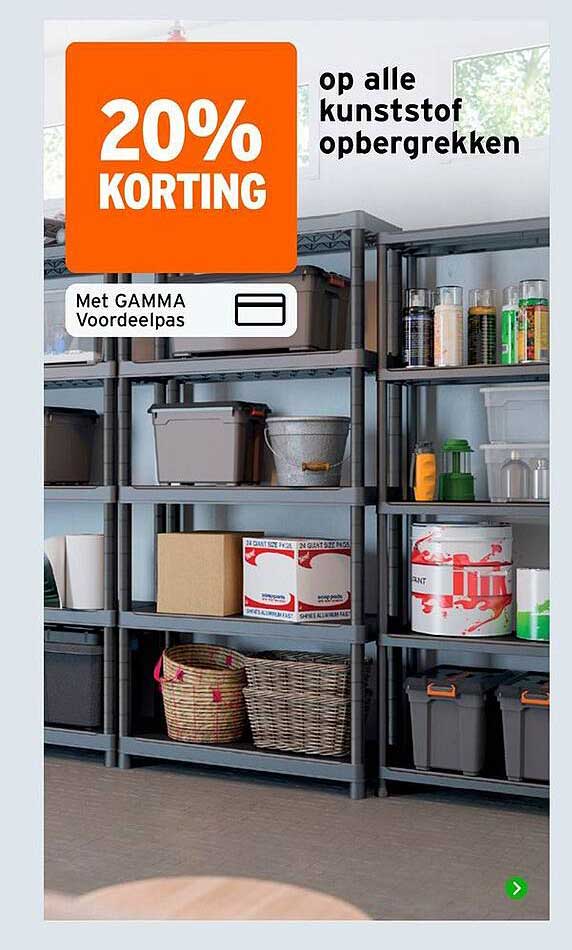 20% KORTING op alle kunststof opbergrekken