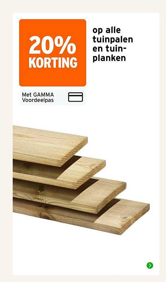 20% korting op alle tuinpalen en tuinplanken