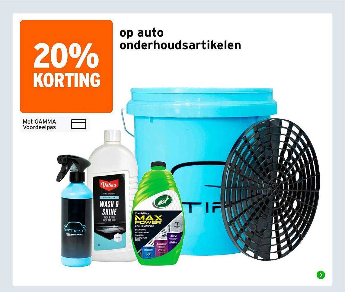 20% korting op auto onderhoudsartikelen
