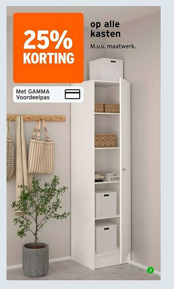25% KORTING op alle kasten