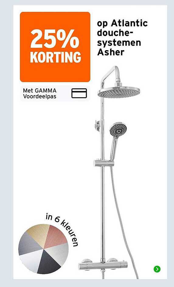 25% KORTING op Atlantic douche-systemen Asher
