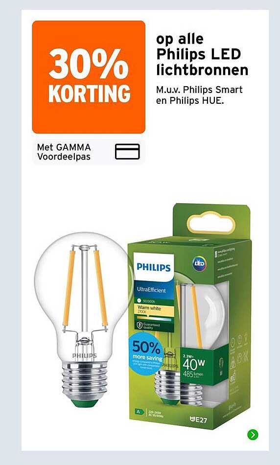 30% KORTING op alle Philips LED lichtbronnen