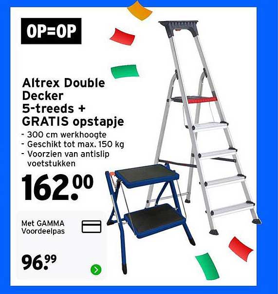 Altrex Double Decker 5-treeds + GRATIS opstapje