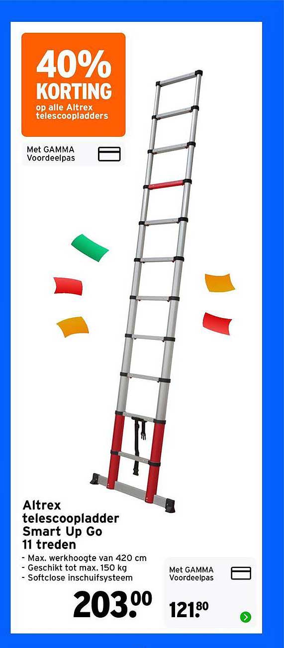 Altrex telescoopladder Smart Up Go 11 treden