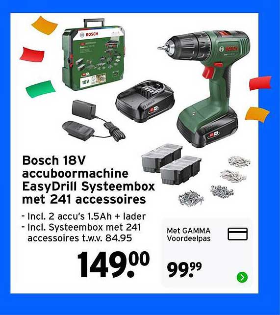 Bosch 18V accuboormachine EasyDrill Systeembox met 241 accessoires