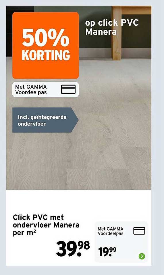 Click PVC met ondervloer Manera 50% korting