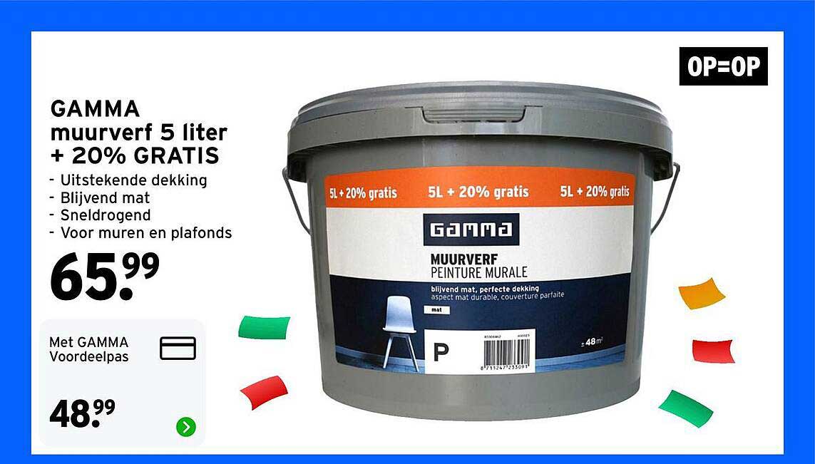 GAMMA muurverf 5 liter + 20% GRATIS