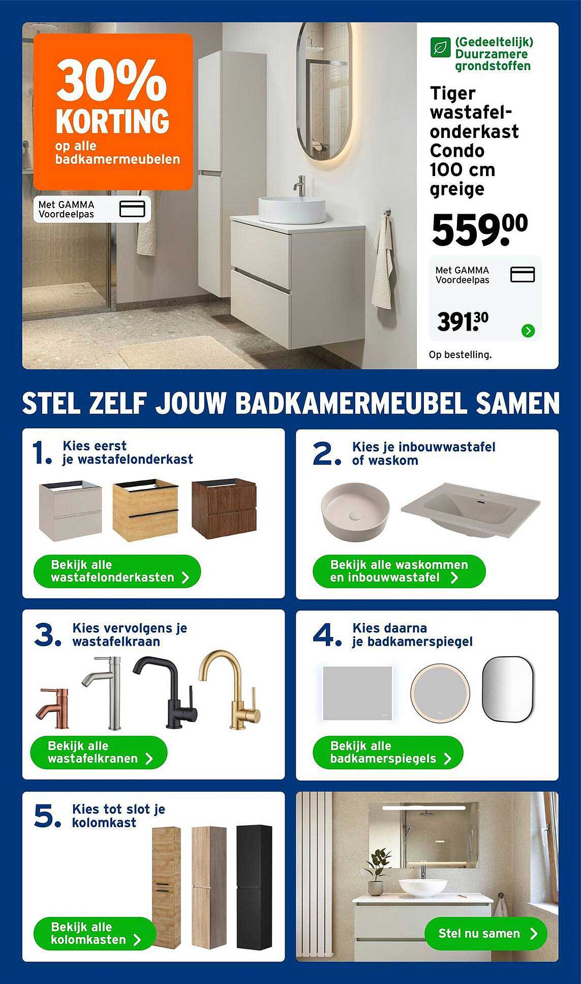 Tiger wastafel-onderkast Condo 100 cm greige 30% korting op alle badkamermeubelen
