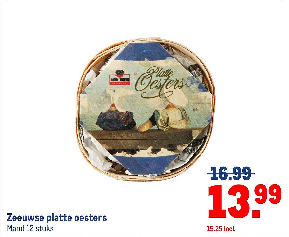 Zeeuwse platte oesters Mand 12 stuks