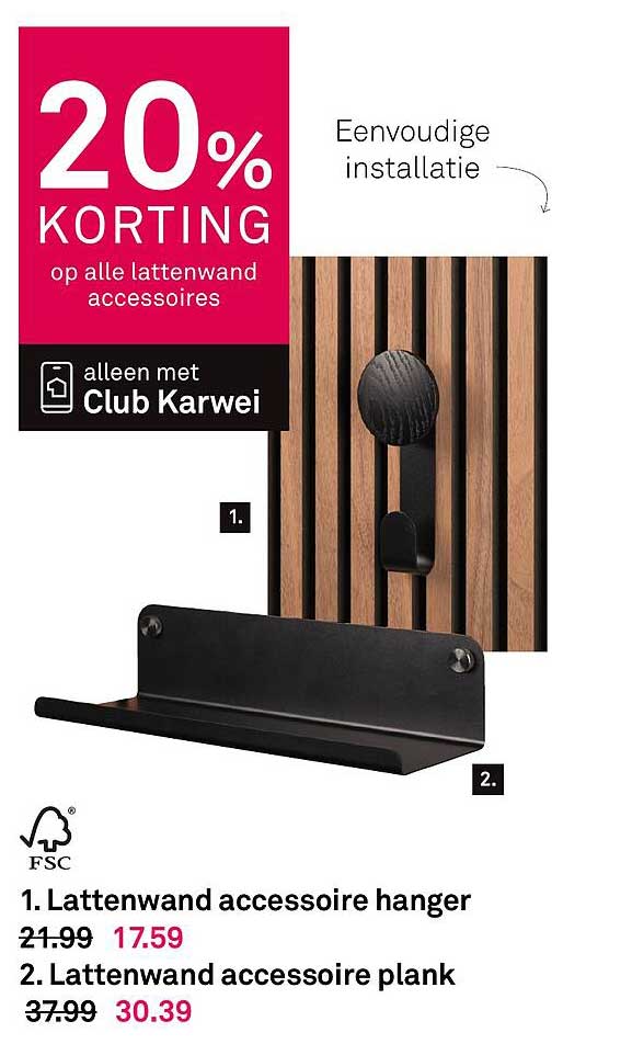 20% KORTING op alle lattenwand accessoires