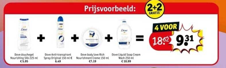 2+2 GRATIS Dove aanbieding