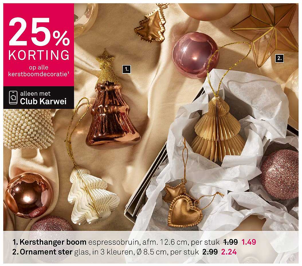 25% KORTING op alle kerstboombe decoratie