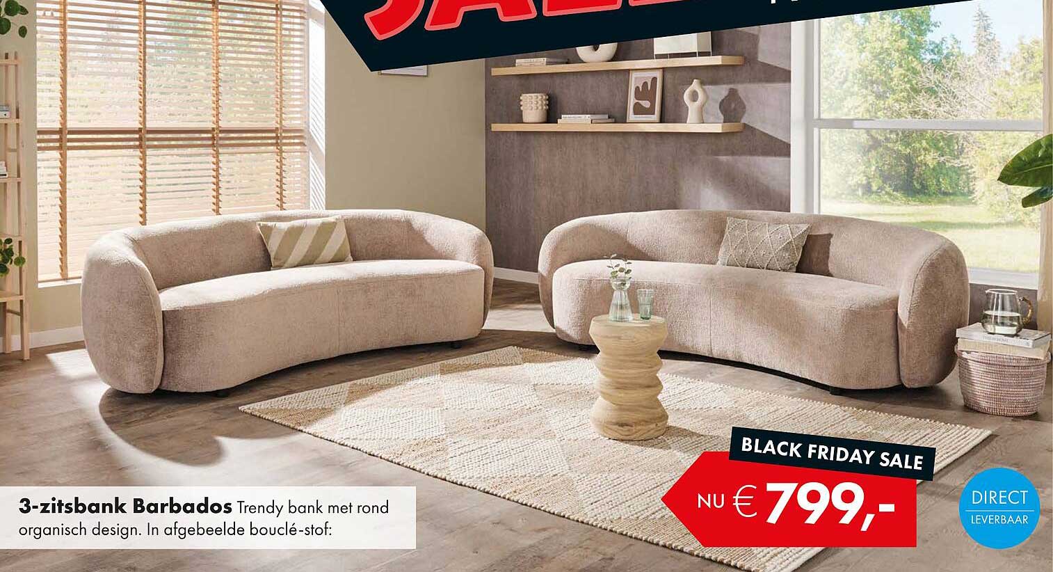 3-zitsbank Barbados Trendy bank met rond organisch design.