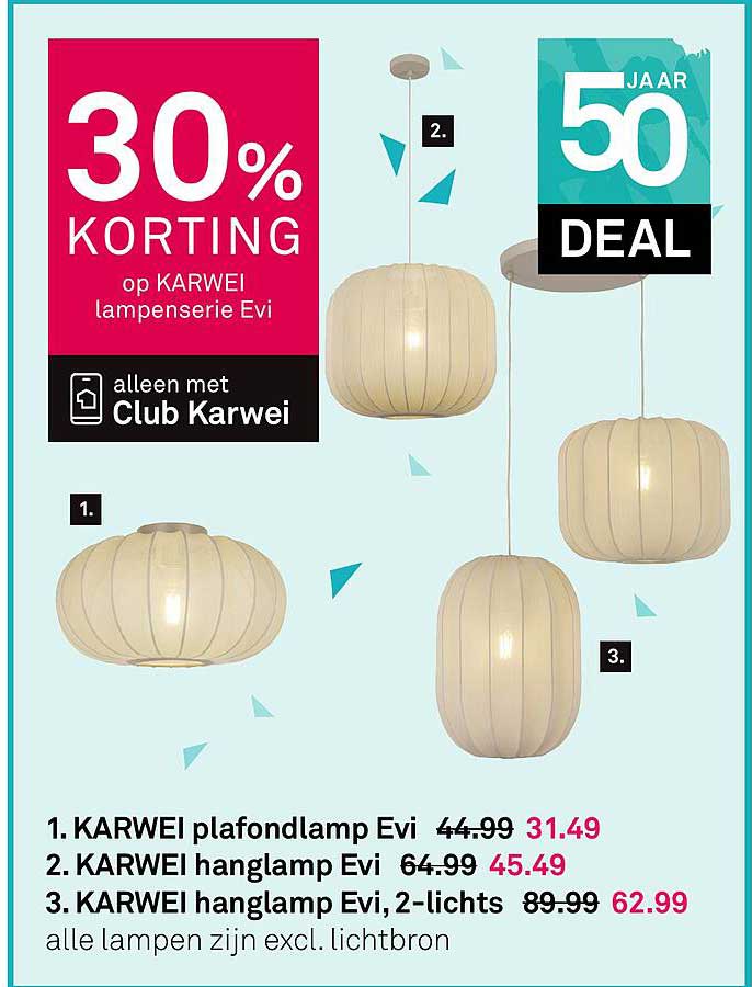 30% KORTING op KARWEI lampenserie Evi