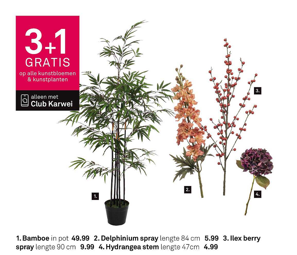 3+1 GRATIS op alle kunstbloemen & kunstplanten
