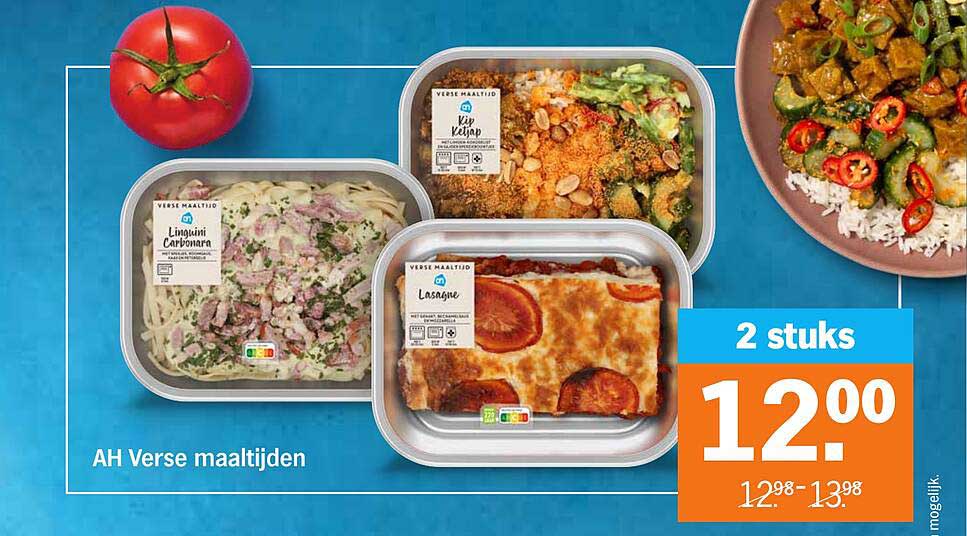 AH Verse maaltijden 2 stuks voor 12,00