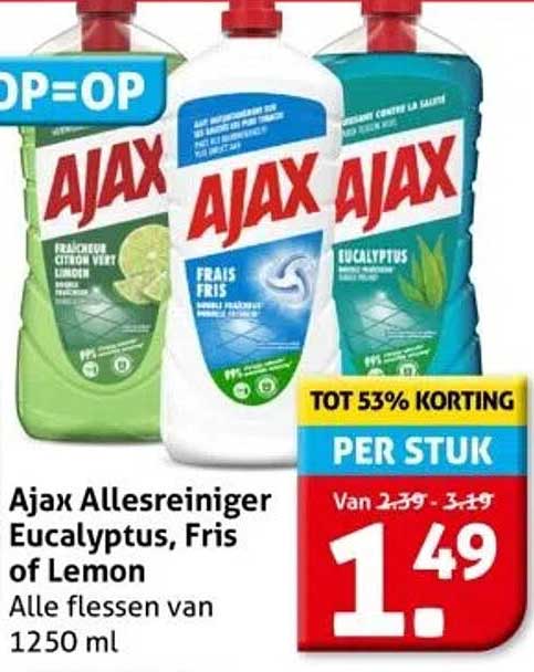 Ajax Allesreiniger Eucalyptus, Fris of Lemon