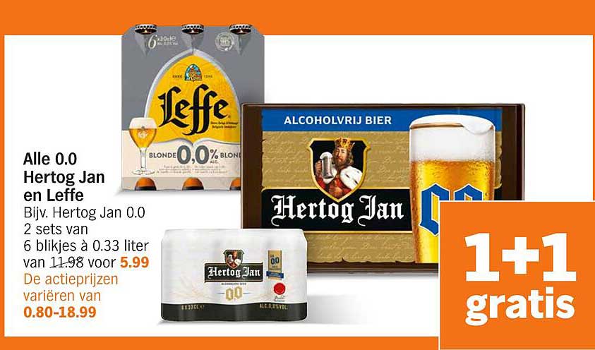 Alle 0.0 Hertog Jan en Leffe