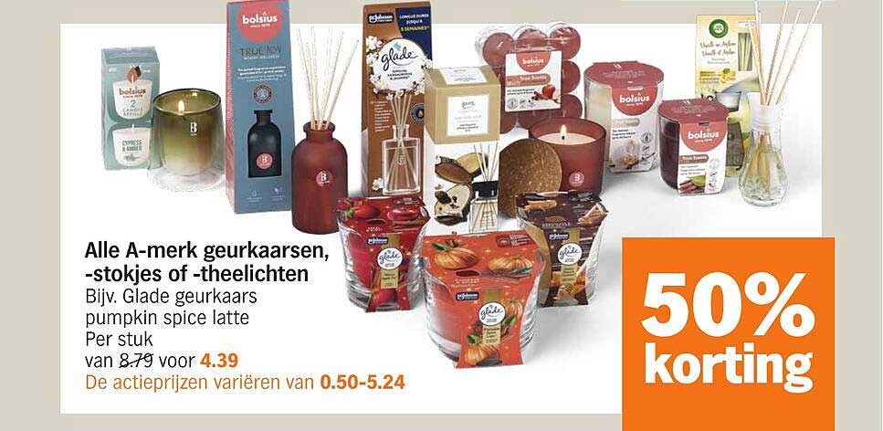 Alle A-merk geurkaarsen, -stokjes of -theelichten