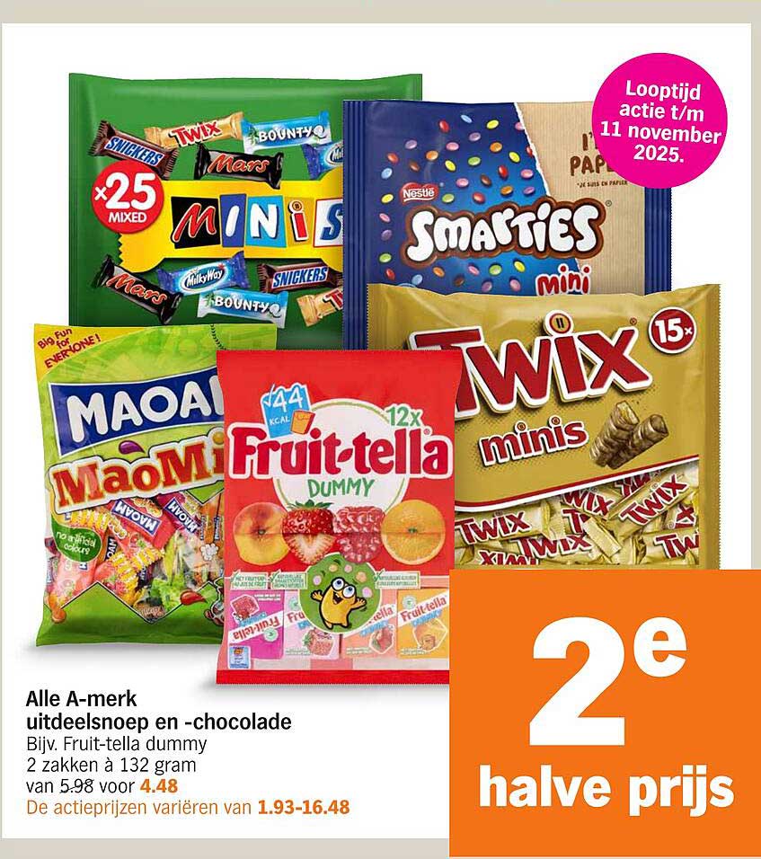 Alle A-merk uitdeelsnoep en -chocolade
