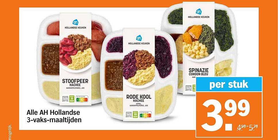 Alle AH Hollandse 3-vaks-maaltijden