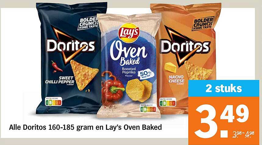 Alle Doritos 160-185 gram en Lay's Oven Baked