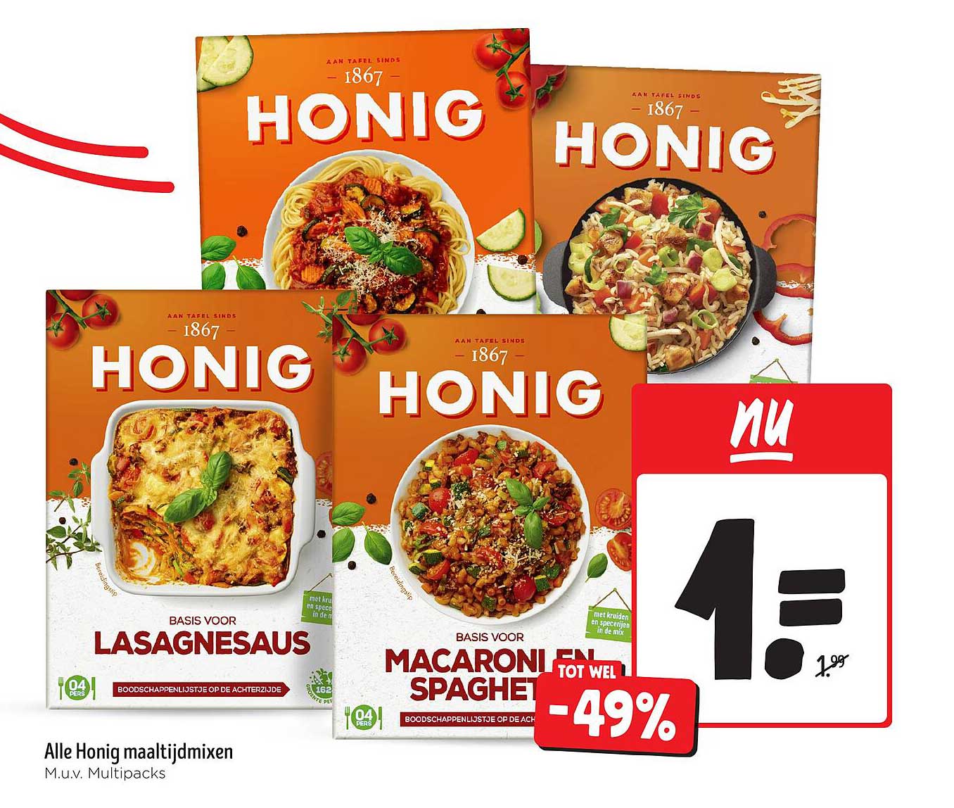 Alle Honig maaltijdmixen M.u.v. Multipacks