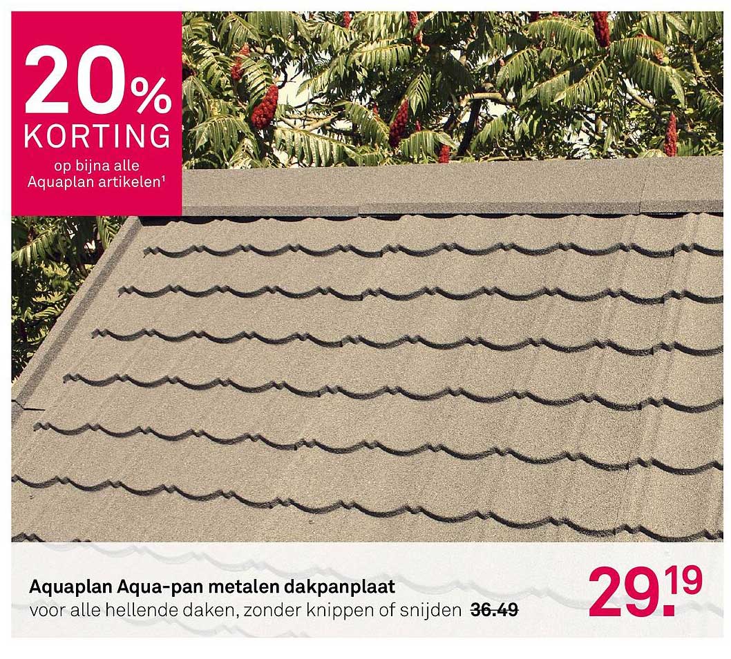 Aquaplan Aqua-pan metalen dakpanplaat voor alle hellende daken, zonder knippen of snijden