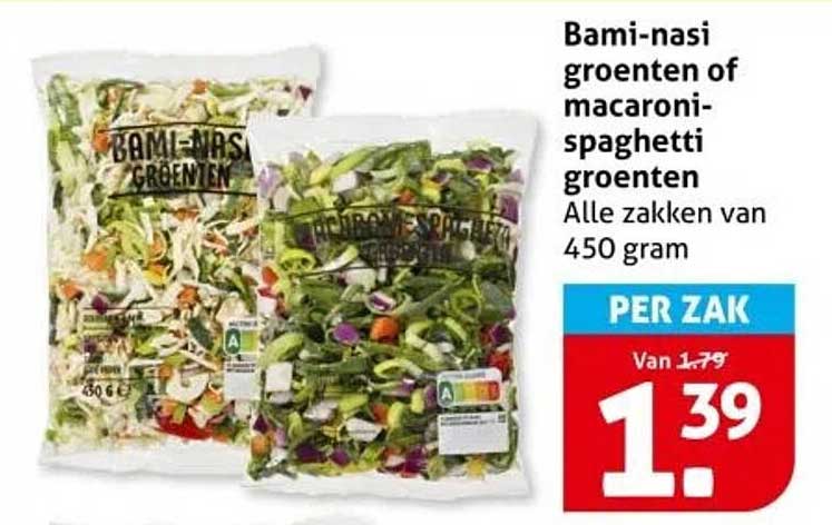 Bami-nasi groenten of macaroni-spaghetti groenten