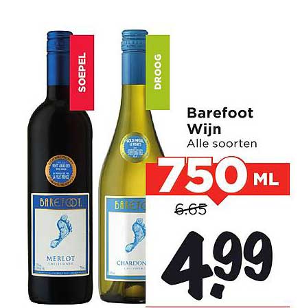 Barefoot Wijn Alle soorten 750ML