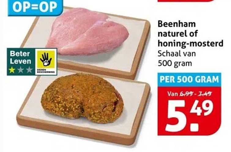 Beenham naturel of honing-mosterd Schaal van 500 gram