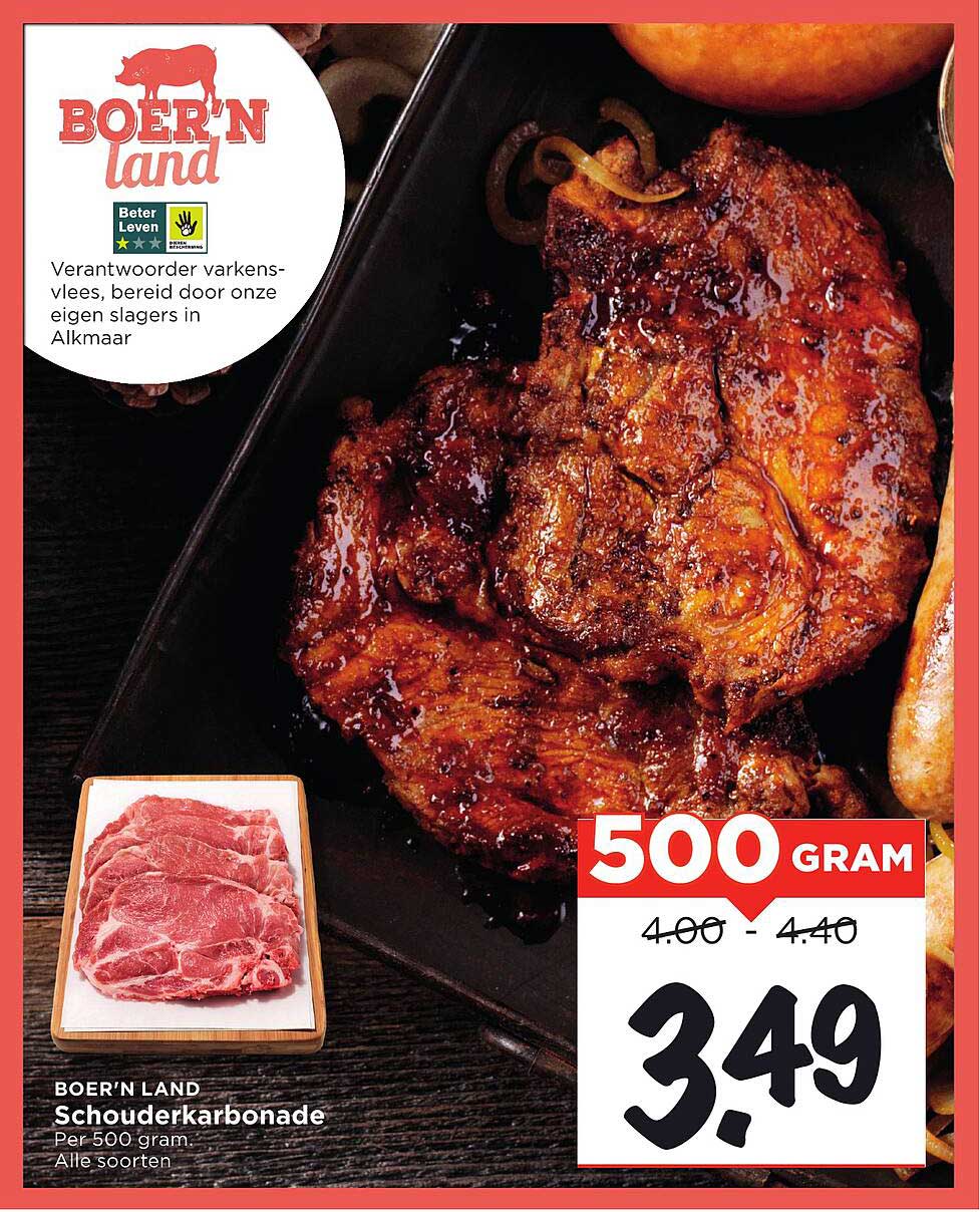BOER'N LAND Schouderkarbonade Per 500 gram