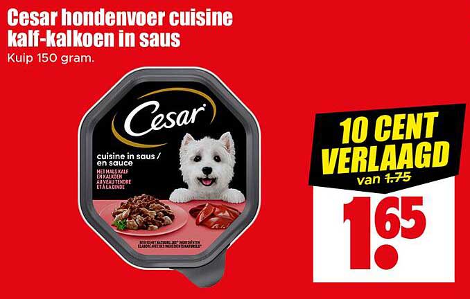 Cesar hondenvoer cuisine kalf-kalkoen in saus