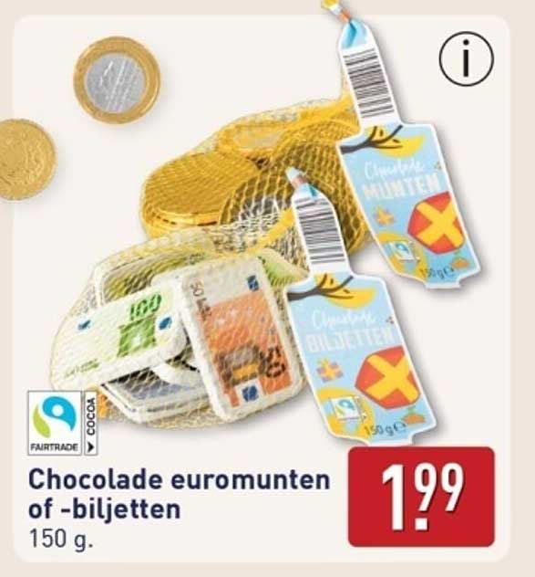 Chocolade euromunten of -biljetten