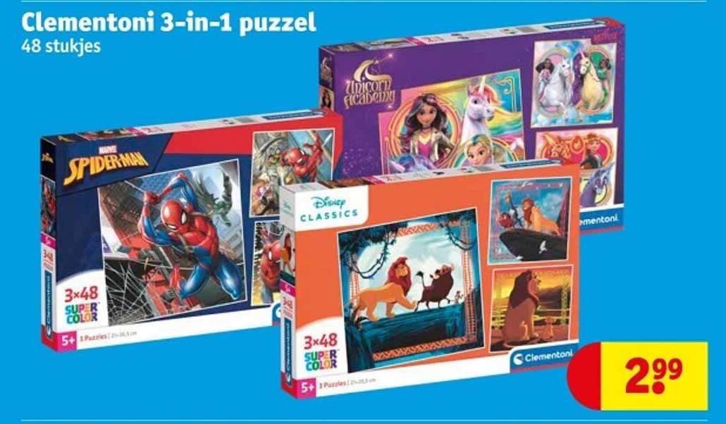 Clementoni 3-in-1 puzzel 48 stukjes