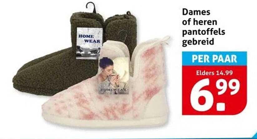 Dames of heren pantoffels gebreid