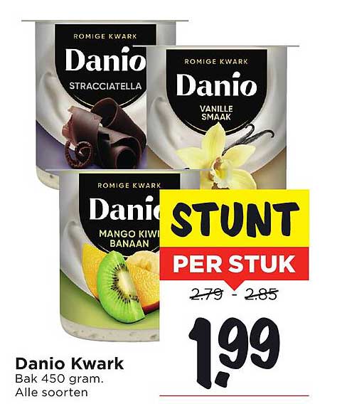 Danio Kwark Bak 450 gram. Alle smaken.